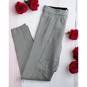 Women's H&M Houndstooth Pants Sz 8 Black White Stretch Skinny Career Wear Office